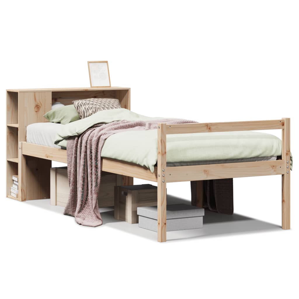 vidaXL Bookcase Bed without Mattress 75x190 cm Small Single Solid Wood Pine