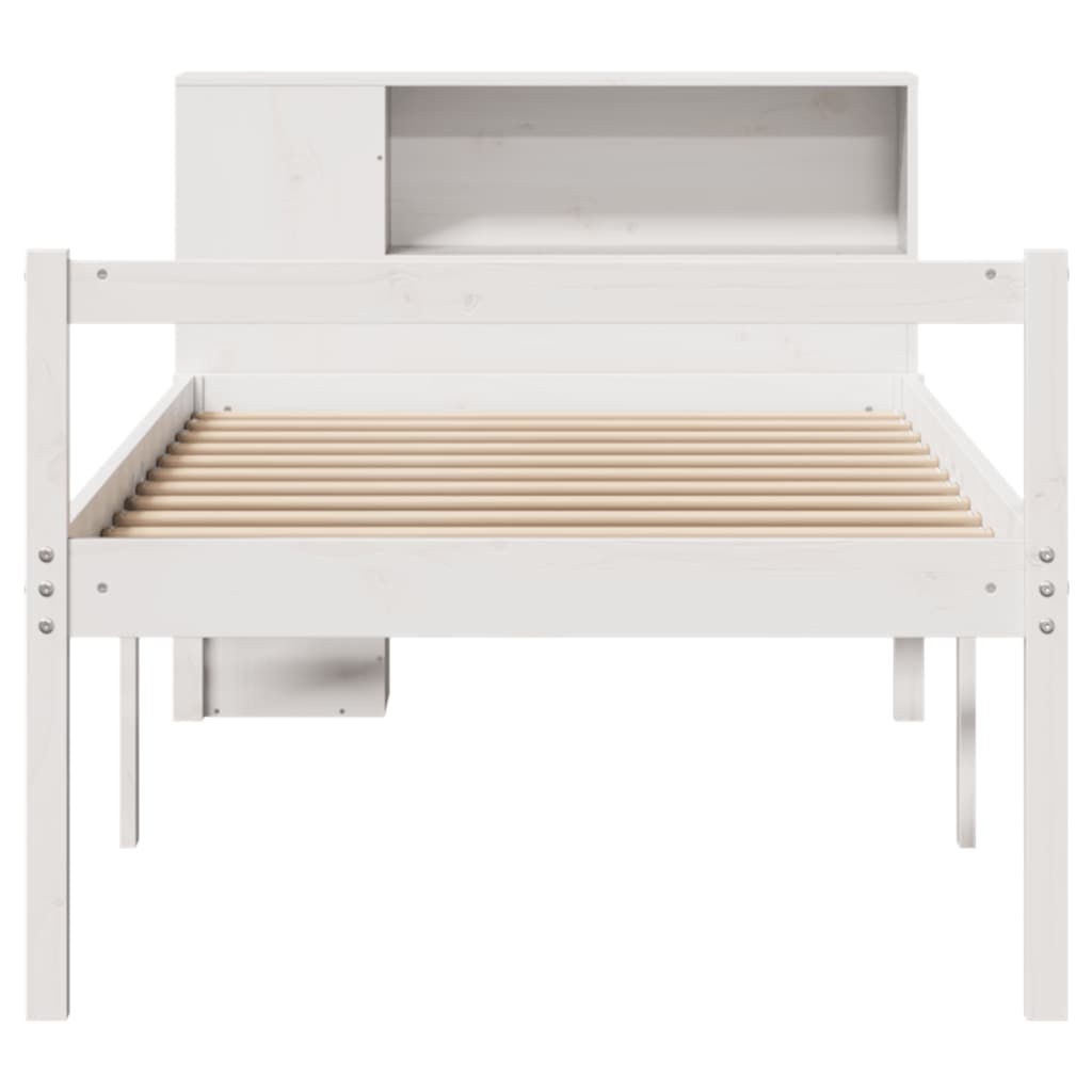vidaXL Bookcase Bed without Mattress White 75x190 cm Small Single Solid Wood Pine
