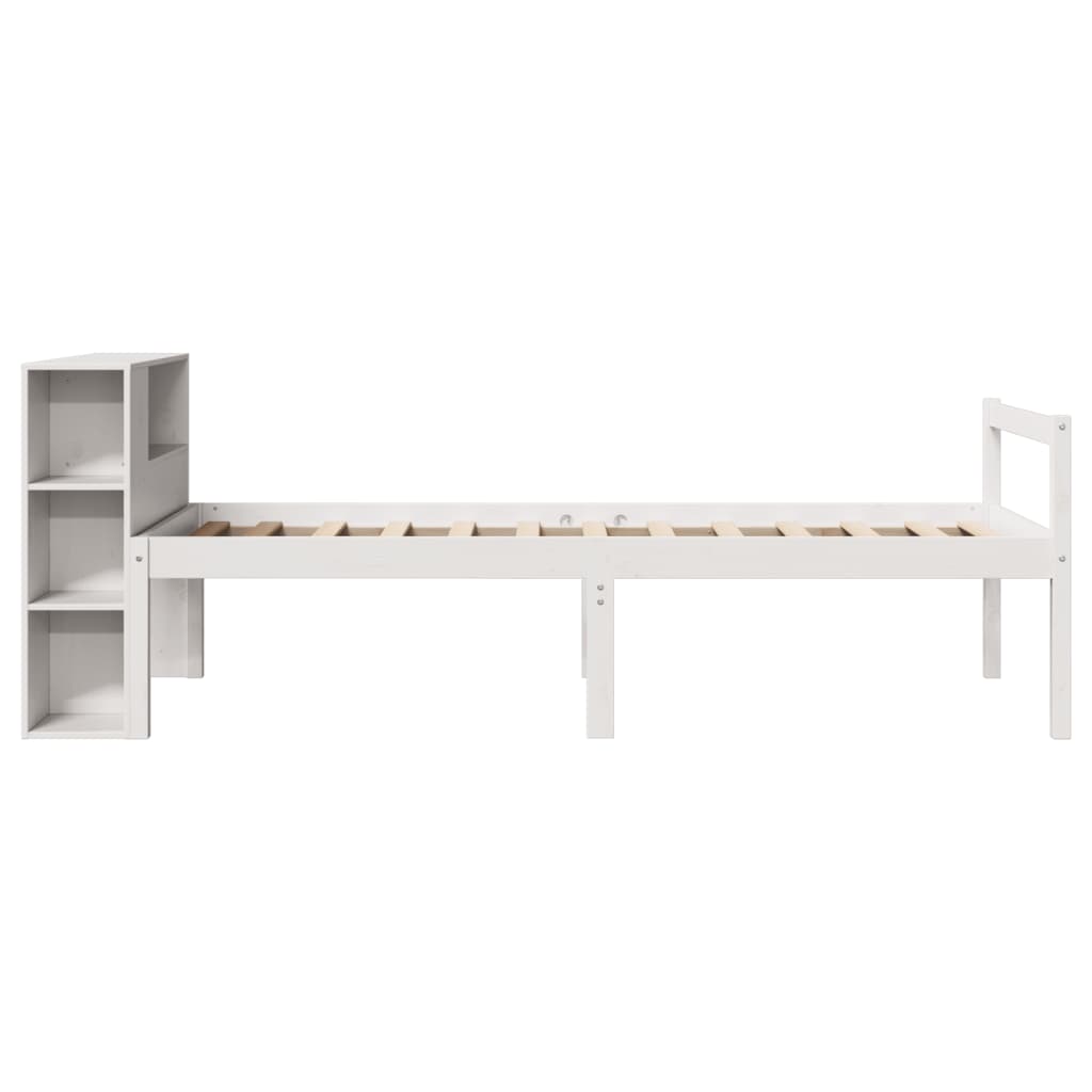 vidaXL Bookcase Bed without Mattress White 75x190 cm Small Single Solid Wood Pine