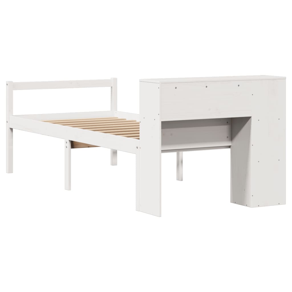 vidaXL Bookcase Bed without Mattress White 75x190 cm Small Single Solid Wood Pine
