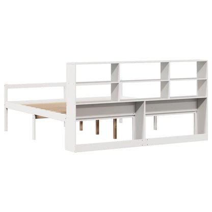 vidaXL Bookcase Bed without Mattress White 180x200 cm Super King Solid Wood Pine