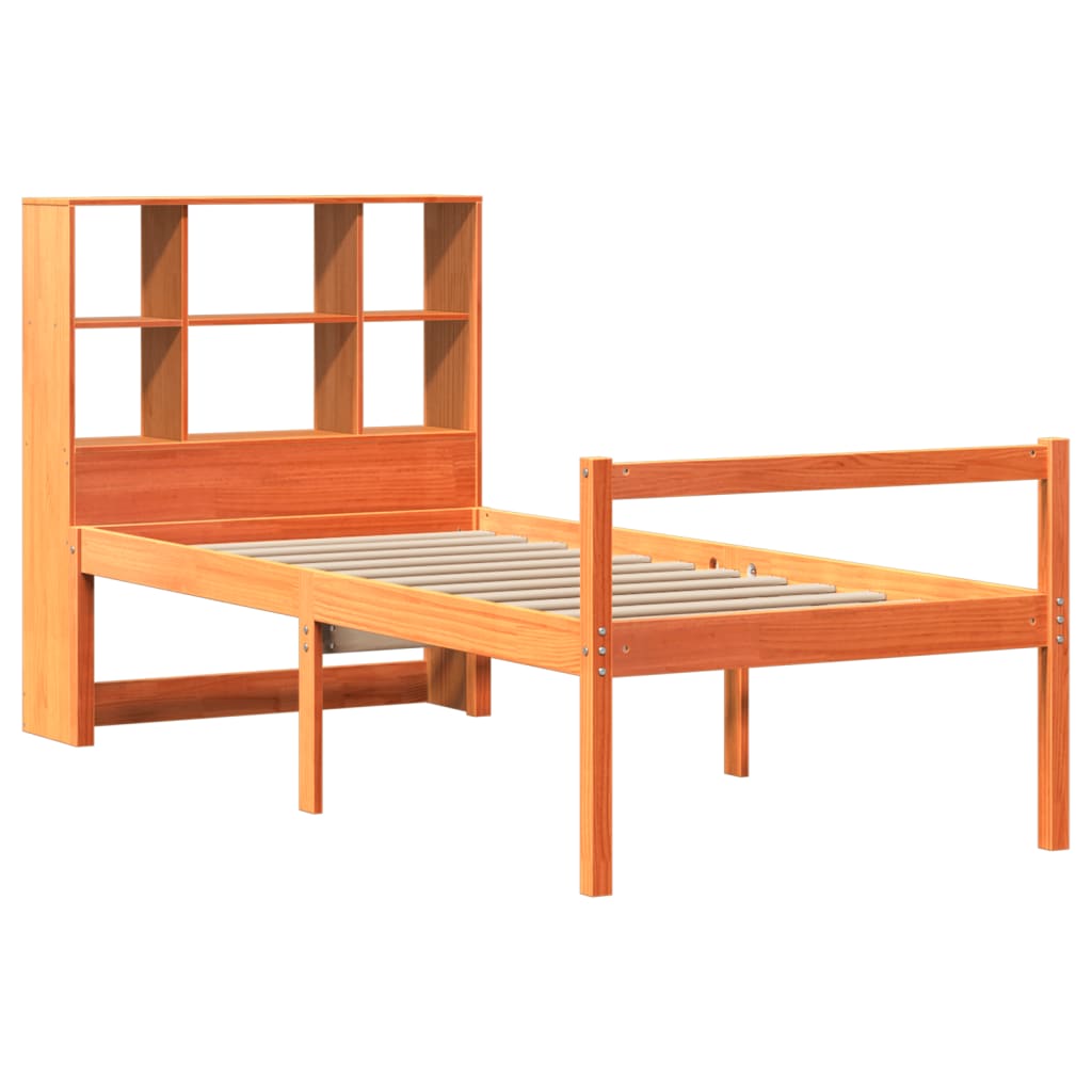 vidaXL Bookcase Bed without Mattress Wax Brown 75x190 cm Small Single Solid Wood