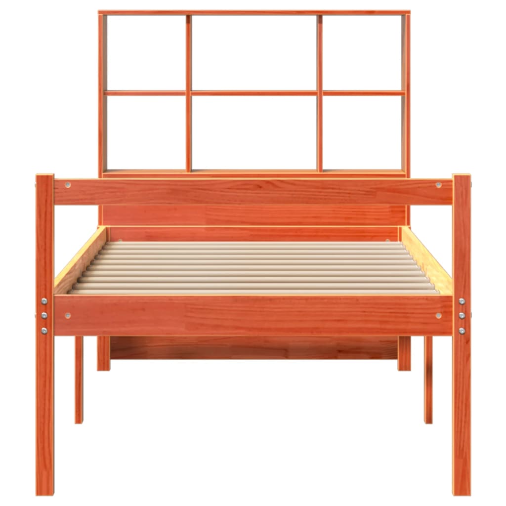 vidaXL Bookcase Bed without Mattress Wax Brown 75x190 cm Small Single Solid Wood