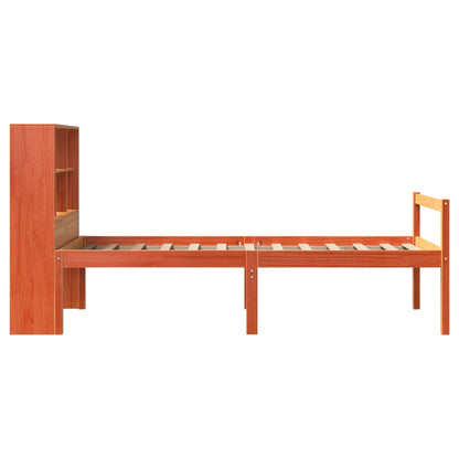 vidaXL Bookcase Bed without Mattress Wax Brown 75x190 cm Small Single Solid Wood
