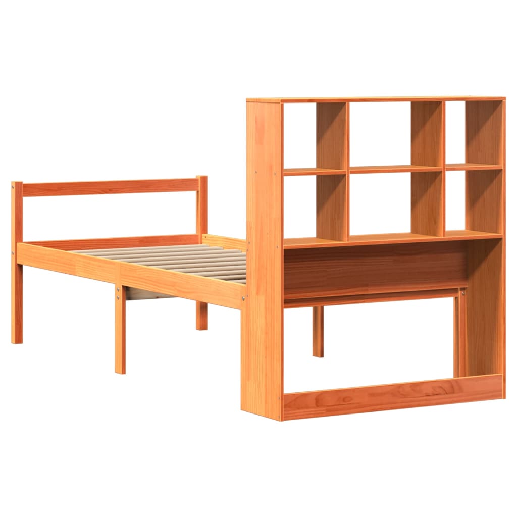 vidaXL Bookcase Bed without Mattress Wax Brown 75x190 cm Small Single Solid Wood