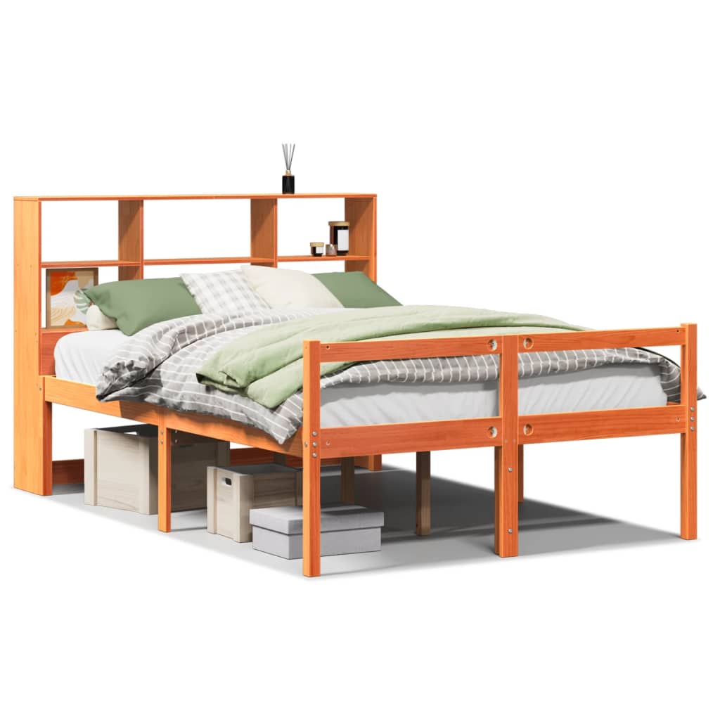 vidaXL Bookcase Bed without Mattress Wax Brown 120x190 cm Small Double Solid Wood