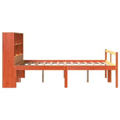 vidaXL Bookcase Bed without Mattress Wax Brown 135x190 cm Double Solid Wood