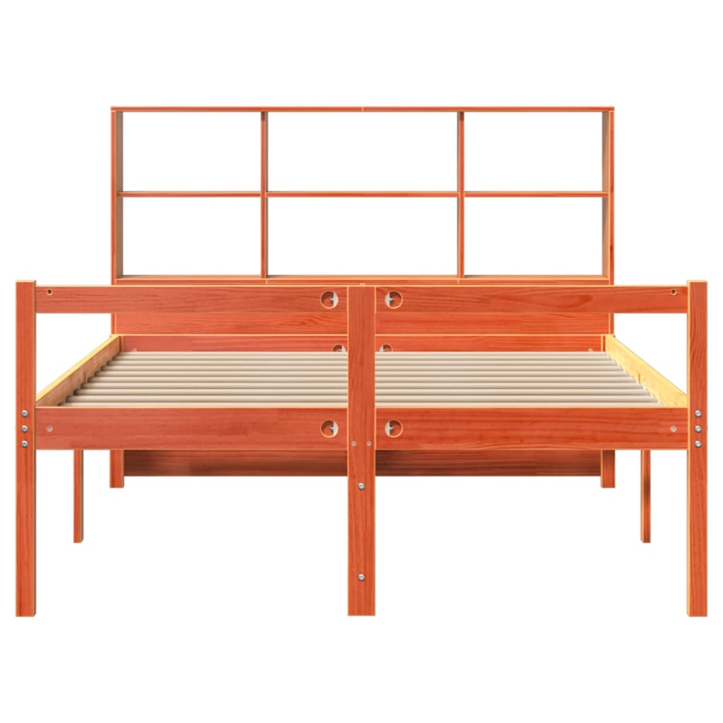 vidaXL Bookcase Bed without Mattress Wax Brown 140x190 cm Solid Wood