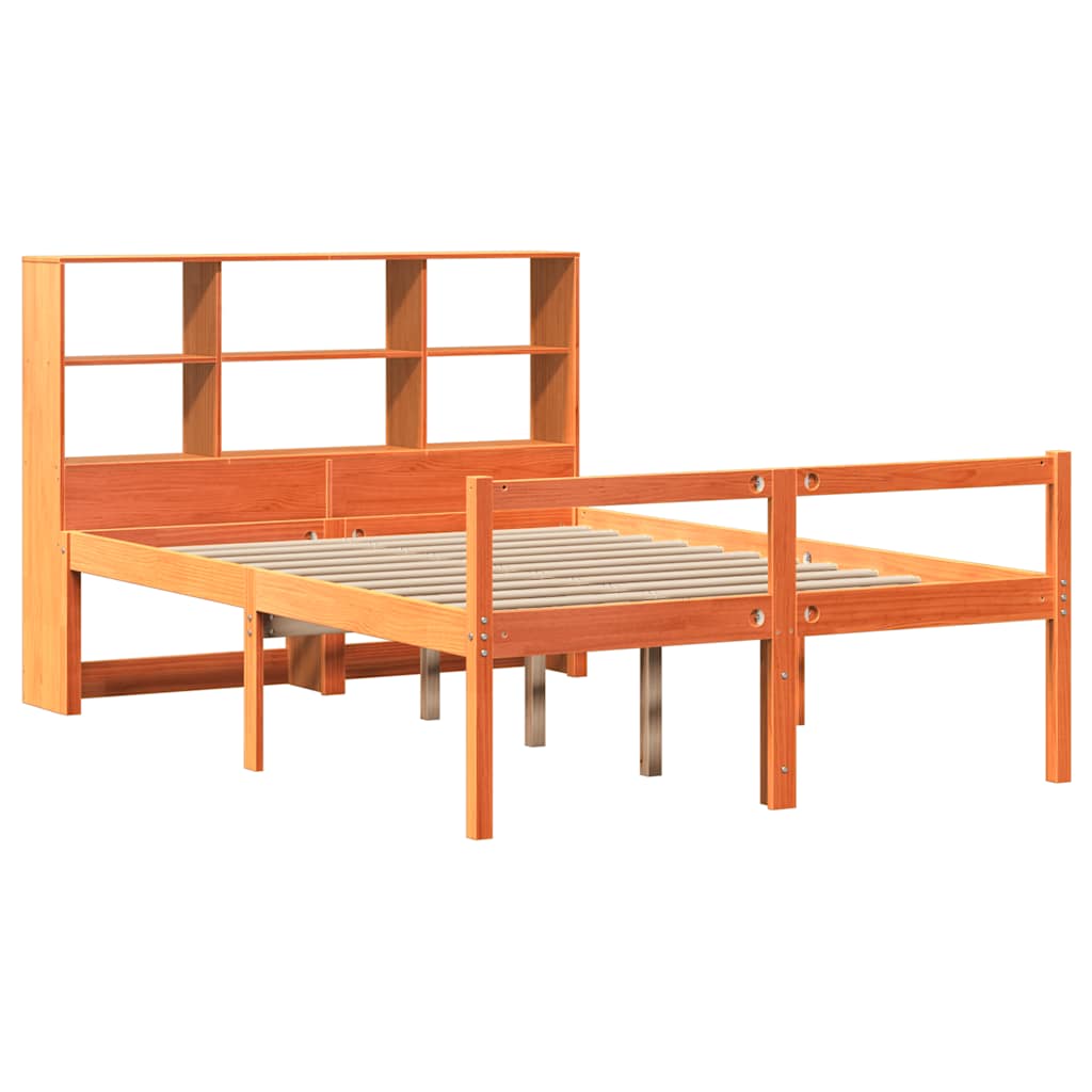 vidaXL Bookcase Bed without Mattress Wax Brown 140x200 cm Solid Wood