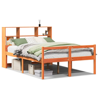 vidaXL Bookcase Bed without Mattress Wax Brown 150x200 cm King Size Solid Wood