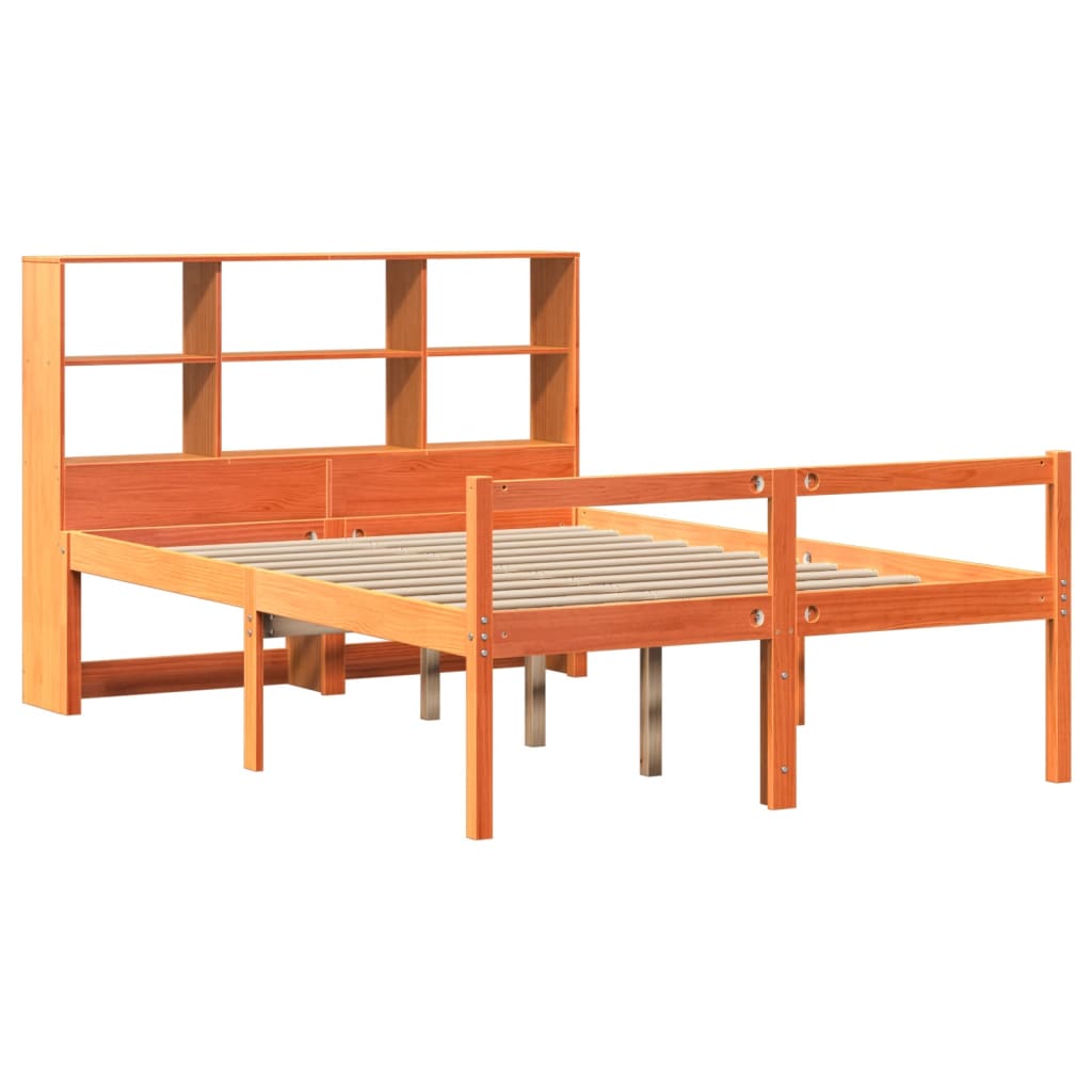 vidaXL Bookcase Bed without Mattress Wax Brown 150x200 cm King Size Solid Wood