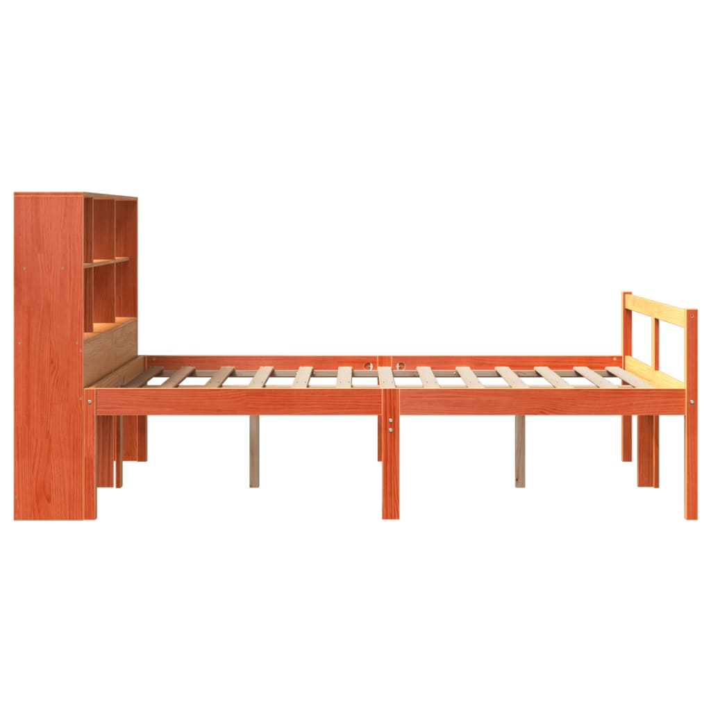 vidaXL Bookcase Bed without Mattress Wax Brown 150x200 cm King Size Solid Wood