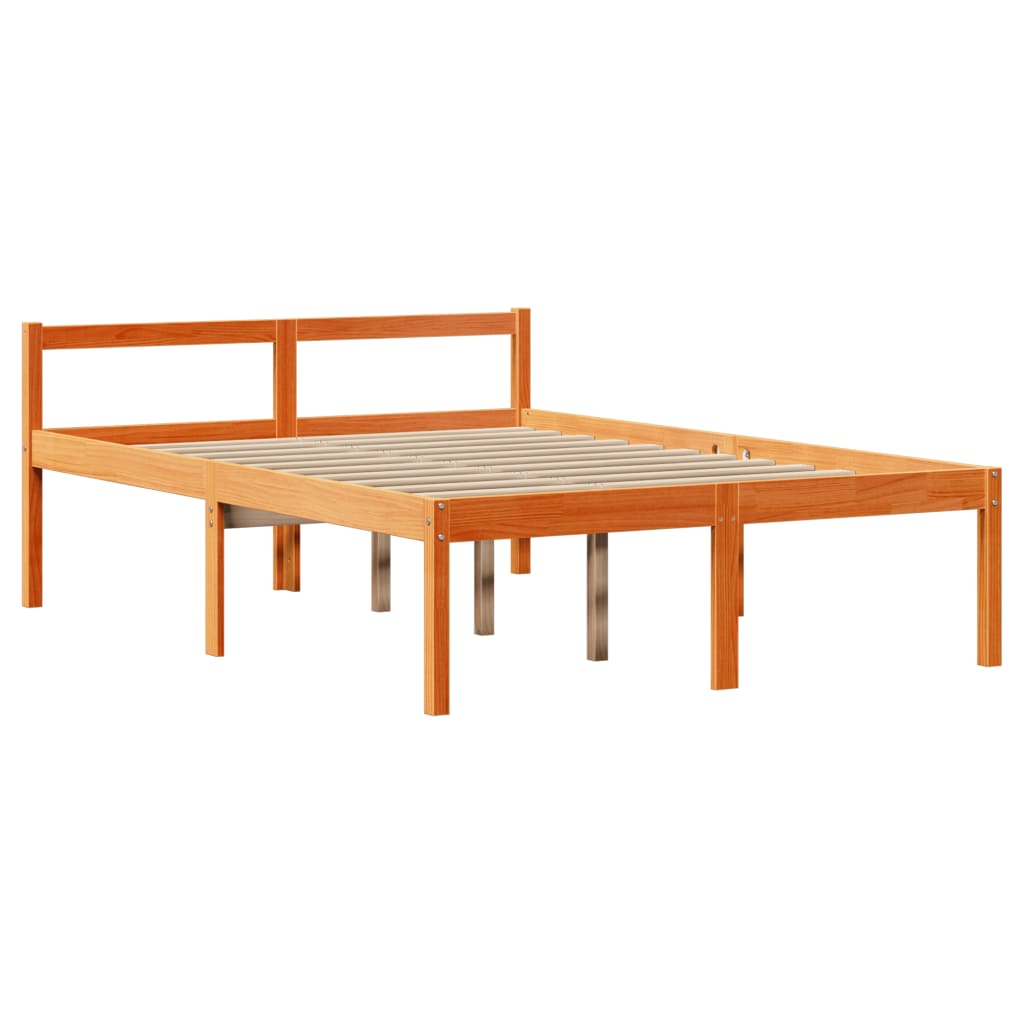 vidaXL Bookcase Bed without Mattress Wax Brown 150x200 cm King Size Solid Wood