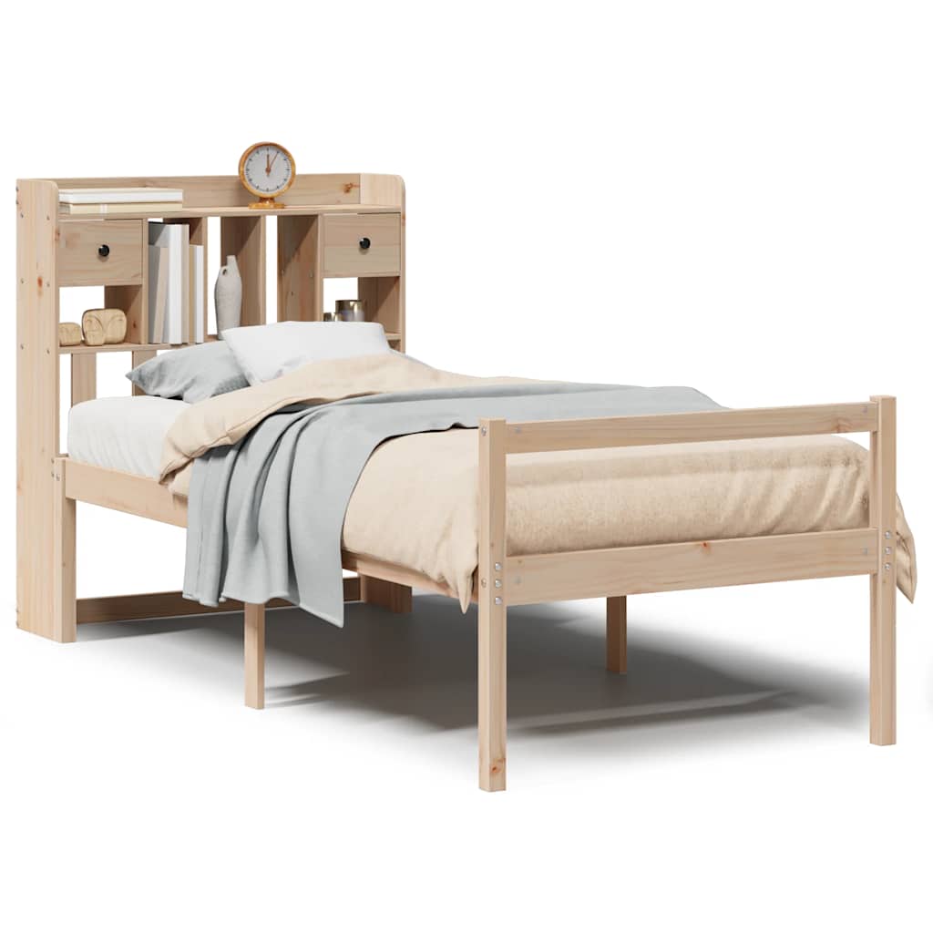 vidaXL Bookcase Bed without Mattress 75x190 cm Small Single Solid Wood Pine