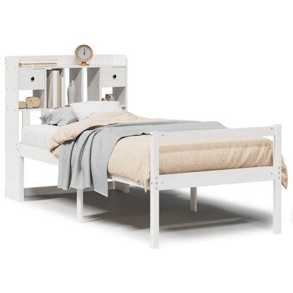 vidaXL Bookcase Bed without Mattress White 75x190 cm Small Single Solid Wood Pine