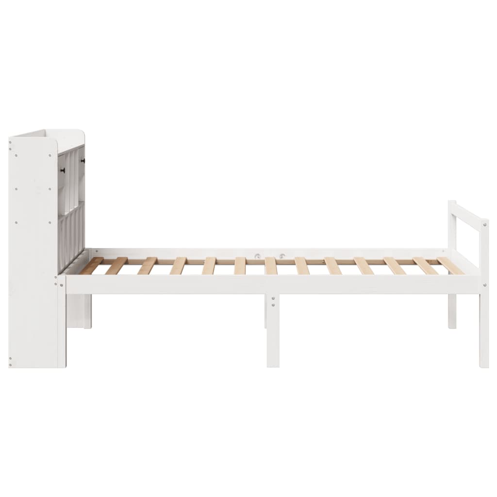 vidaXL Bookcase Bed without Mattress White 75x190 cm Small Single Solid Wood Pine