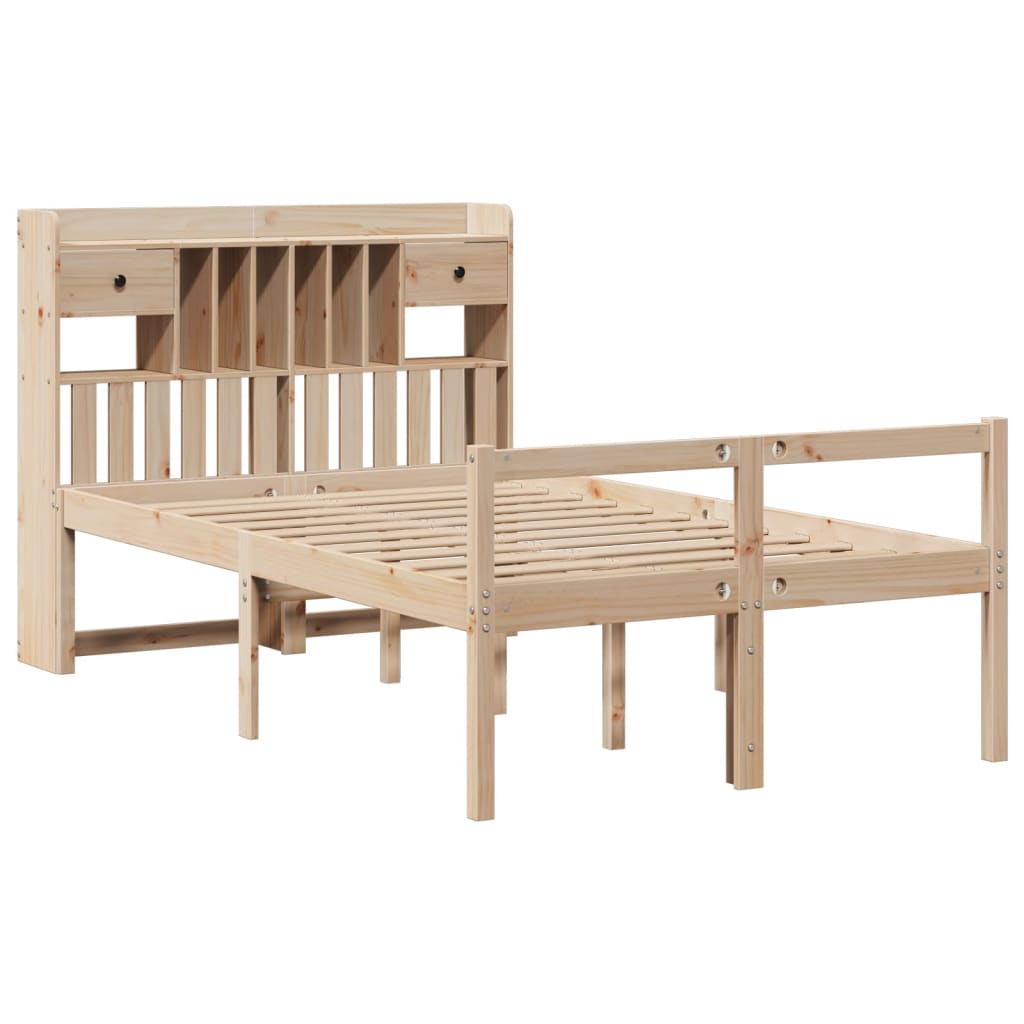 vidaXL Bookcase Bed without Mattress 135x190 cm Doouble Solid Wood Pine