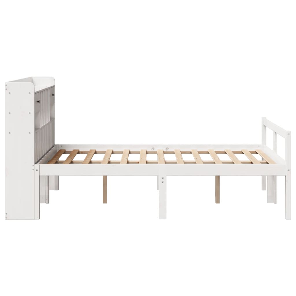 vidaXL Bookcase Bed without Mattress White 135x190 cm Doouble Solid Wood Pine