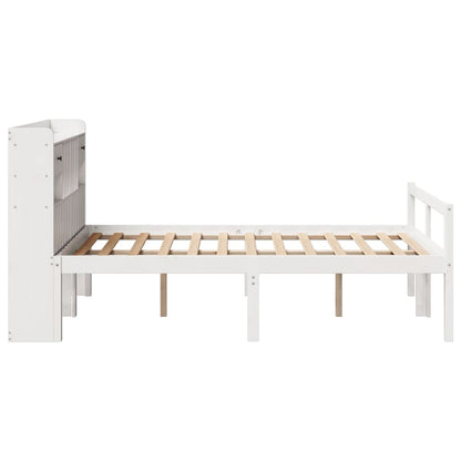 vidaXL Bookcase Bed without Mattress White 135x190 cm Doouble Solid Wood Pine