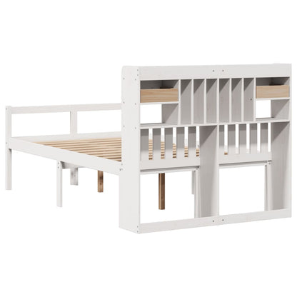 vidaXL Bookcase Bed without Mattress White 135x190 cm Doouble Solid Wood Pine