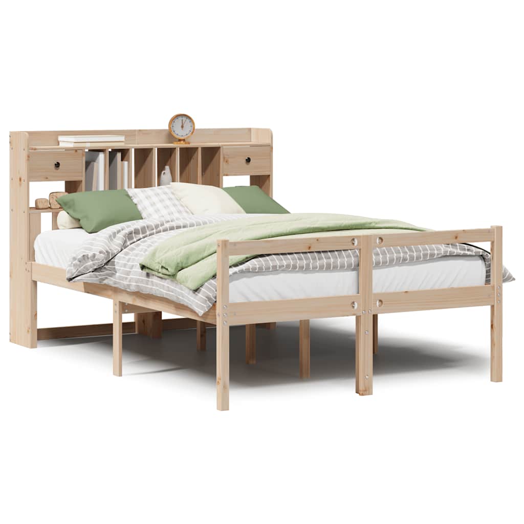 vidaXL Bookcase Bed without Mattress 140x190 cm Solid Wood Pine