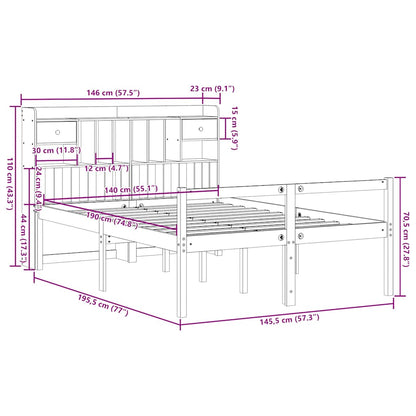 vidaXL Bookcase Bed without Mattress 140x190 cm Solid Wood Pine