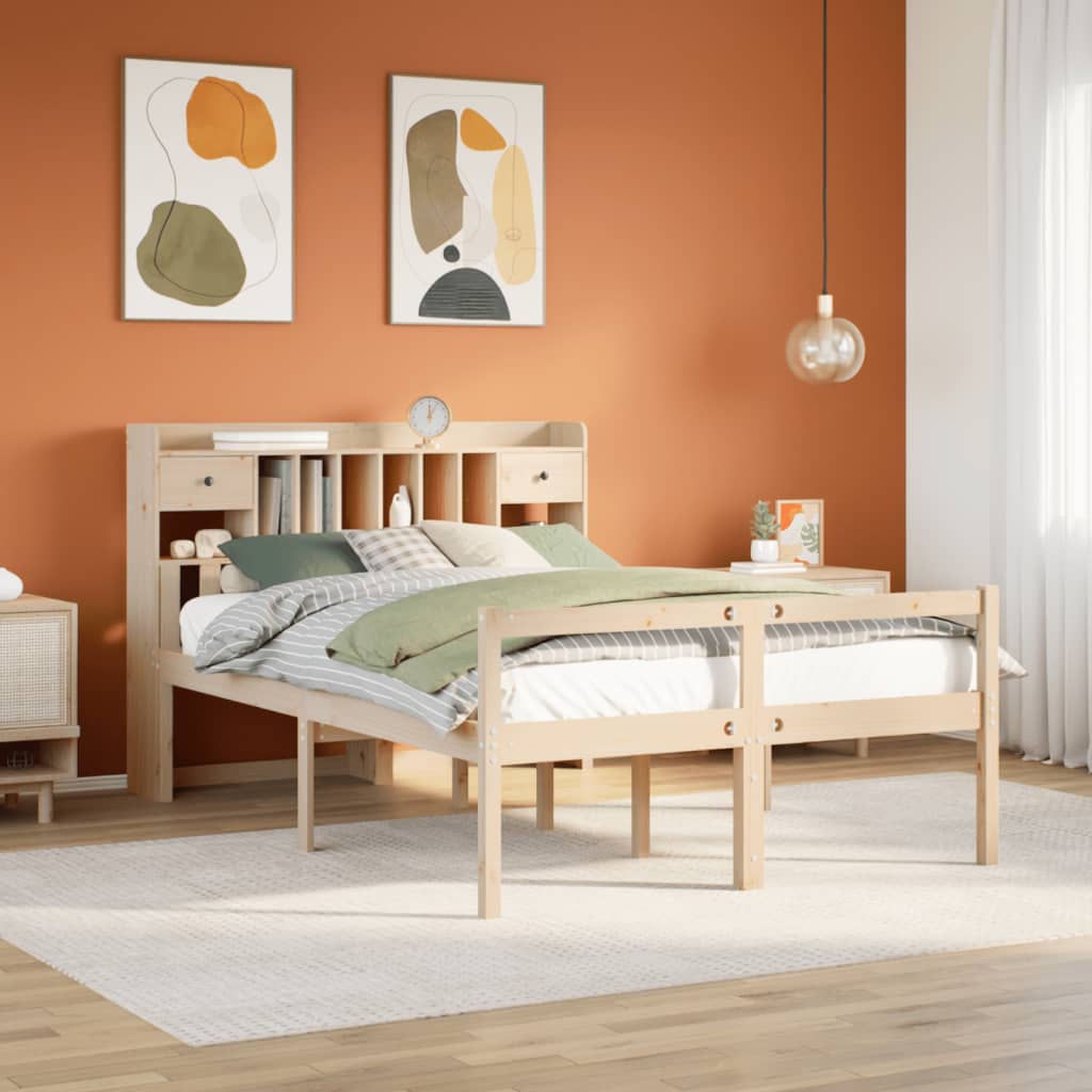 vidaXL Bookcase Bed without Mattress 140x190 cm Solid Wood Pine