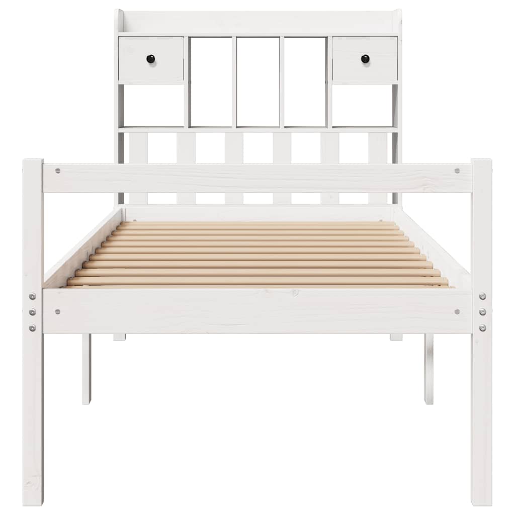 vidaXL Bookcase Bed without Mattress White 90x200 cm Solid Wood Pine