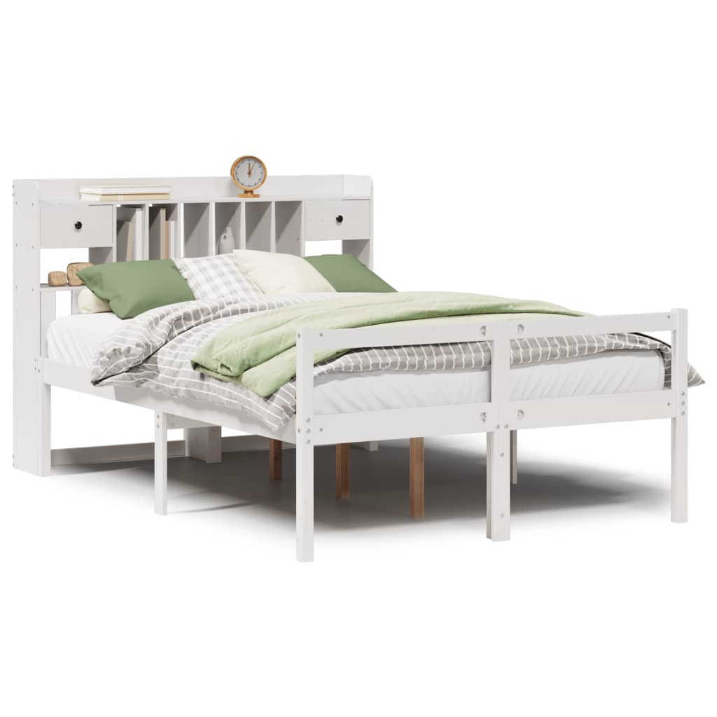 vidaXL Bookcase Bed without Mattress White 140x200 cm Solid Wood Pine