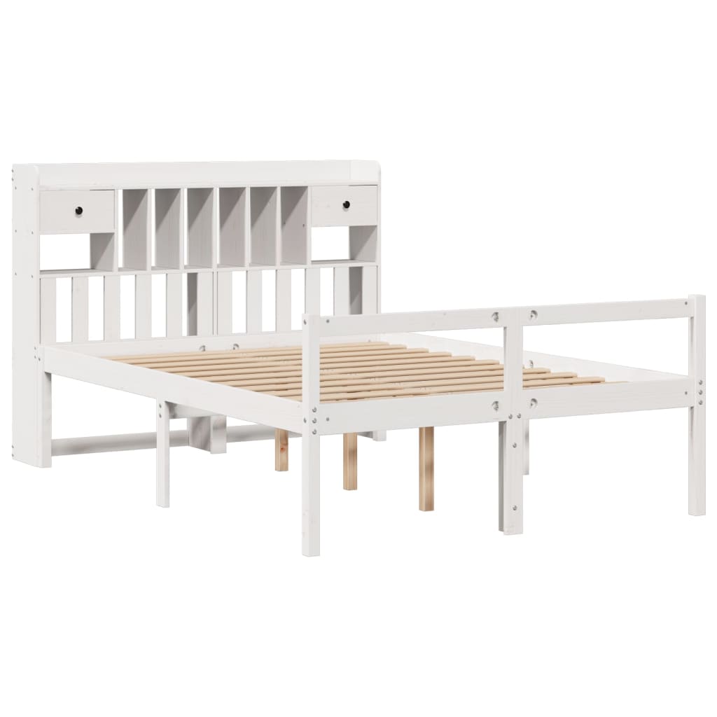 vidaXL Bookcase Bed without Mattress White 140x200 cm Solid Wood Pine