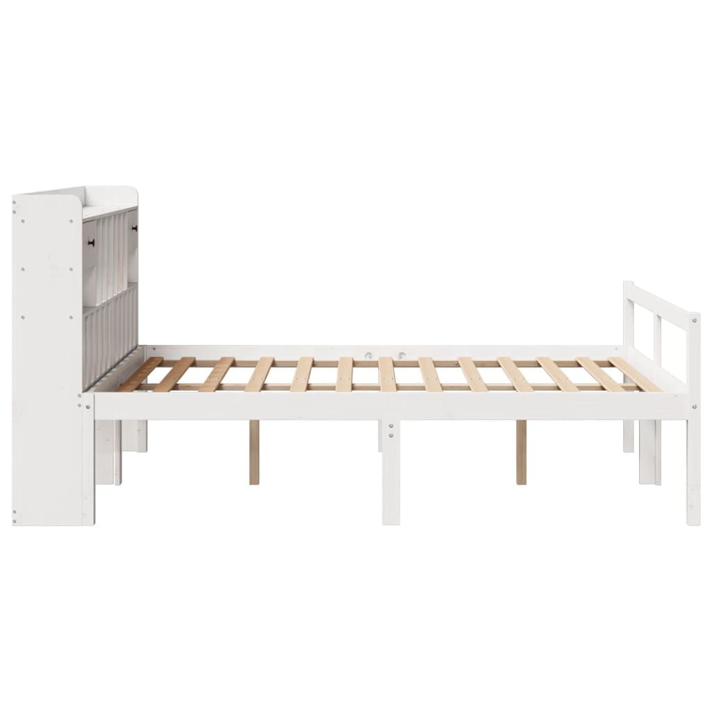 vidaXL Bookcase Bed without Mattress White 140x200 cm Solid Wood Pine