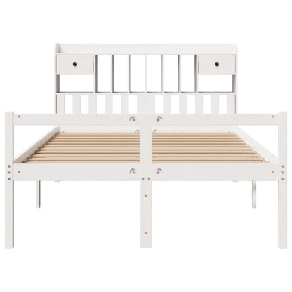 vidaXL Bookcase Bed without Mattress White 150x200 cm King Size Solid Wood Pine