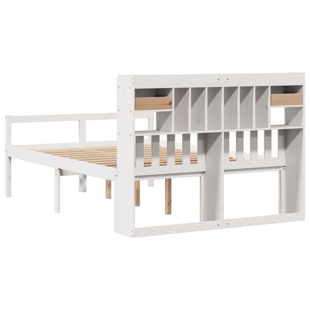 vidaXL Bookcase Bed without Mattress White 150x200 cm King Size Solid Wood Pine