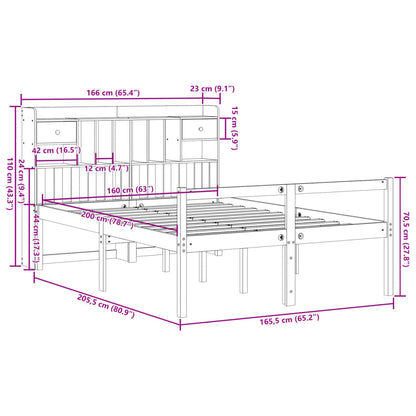 vidaXL Bookcase Bed without Mattress White 160x200 cm Solid Wood Pine