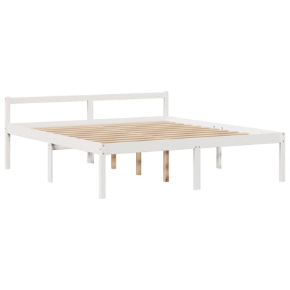 vidaXL Bookcase Bed without Mattress White 180x200 cm Super King Solid Wood Pine