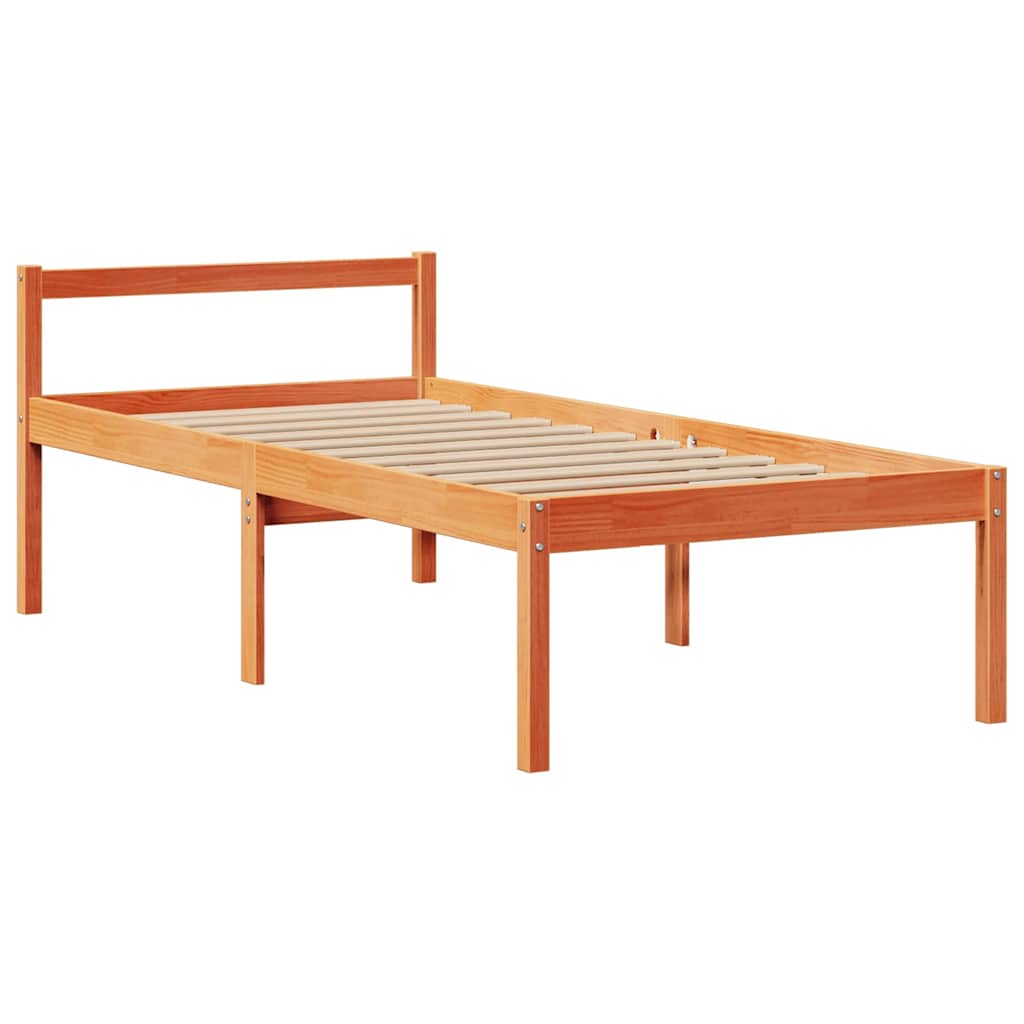 vidaXL Bookcase Bed without Mattress Wax Brown 75x190 cm Small Single Solid Wood Pine