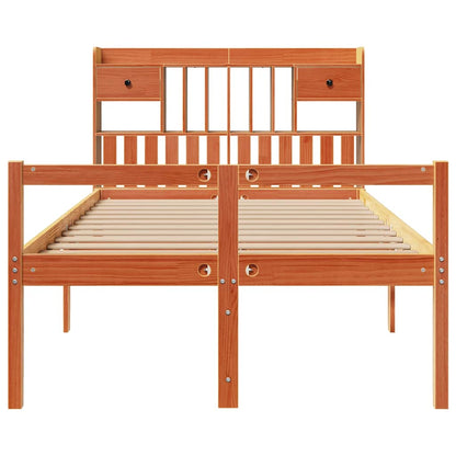 vidaXL Bookcase Bed without Mattress Wax Brown 135x190 cm Doouble Solid Wood Pine