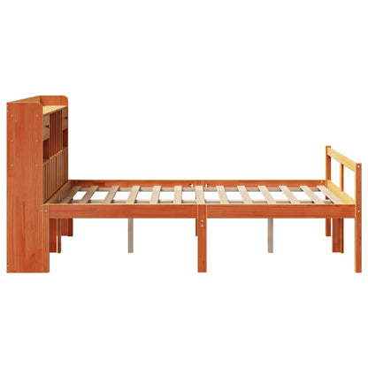 vidaXL Bookcase Bed without Mattress Wax Brown 135x190 cm Doouble Solid Wood Pine