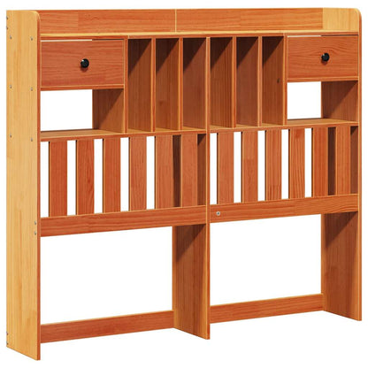 vidaXL Bookcase Bed without Mattress Wax Brown 135x190 cm Doouble Solid Wood Pine