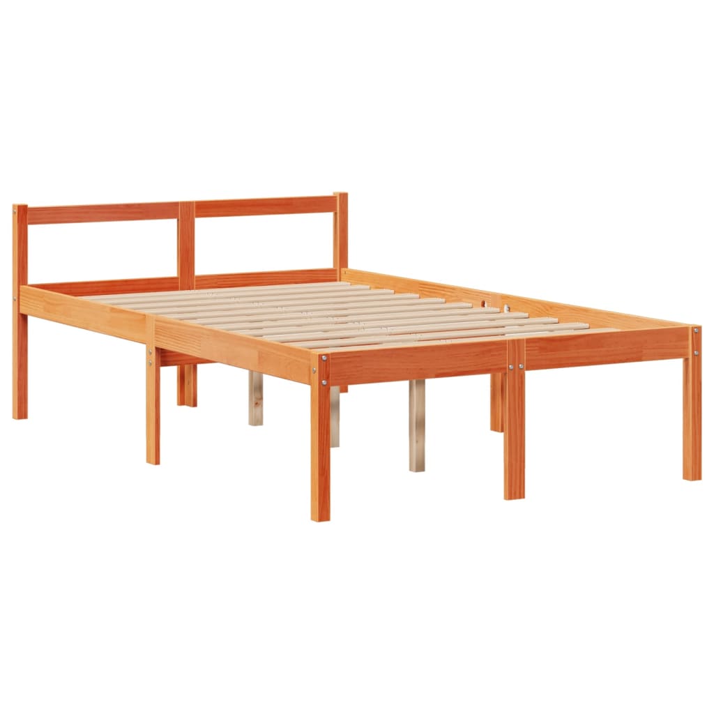 vidaXL Bookcase Bed without Mattress Wax Brown 135x190 cm Doouble Solid Wood Pine