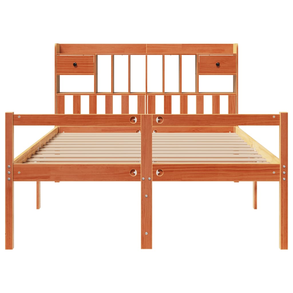 vidaXL Bookcase Bed without Mattress Wax Brown 150x200 cm King Size Solid Wood Pine