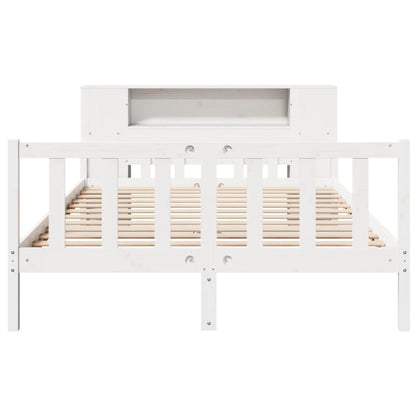 vidaXL Bookcase Bed without Mattress White 150x200 cm King Size Solid Wood Pine