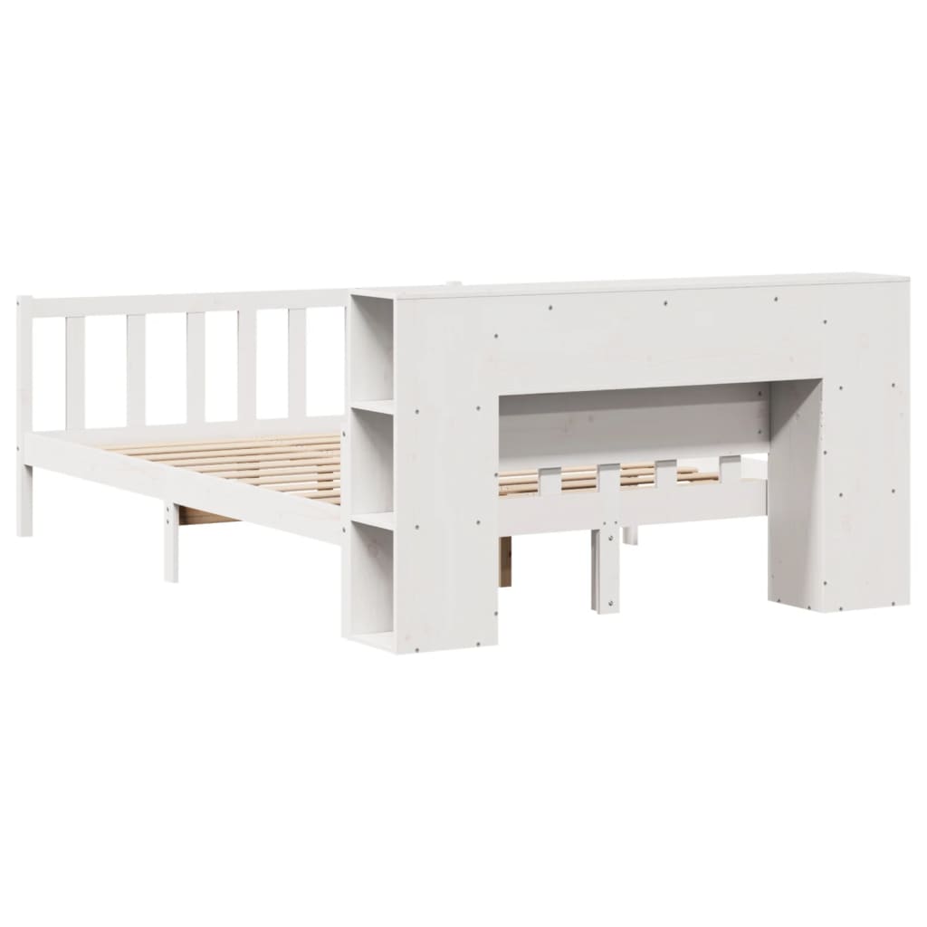 vidaXL Bookcase Bed without Mattress White 150x200 cm King Size Solid Wood Pine
