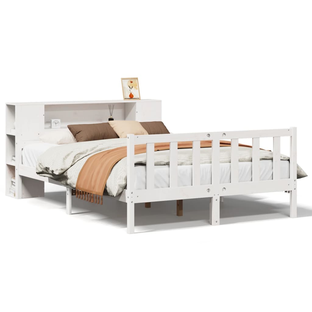 vidaXL Bookcase Bed without Mattress White 160x200 cm Solid Wood Pine