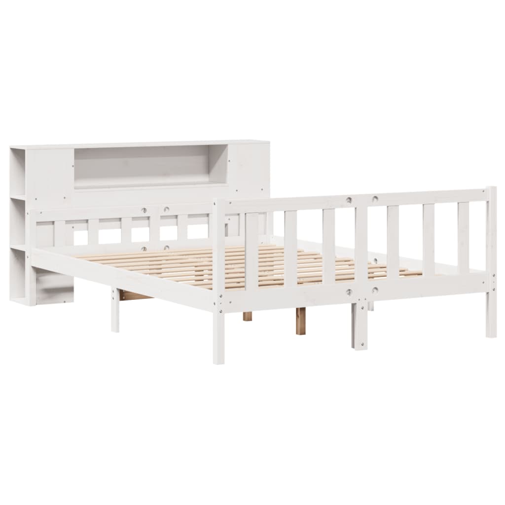 vidaXL Bookcase Bed without Mattress White 160x200 cm Solid Wood Pine