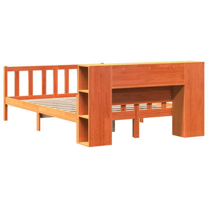 vidaXL Bookcase Bed without Mattress Wax Brown 150x200 cm King Size Solid Wood