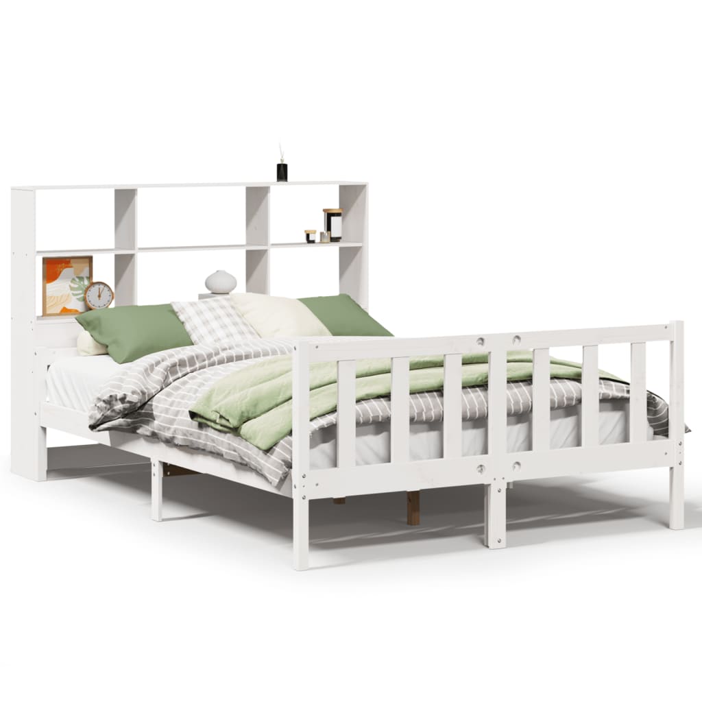 vidaXL Bookcase Bed without Mattress White 160x200 cm Solid Wood Pine