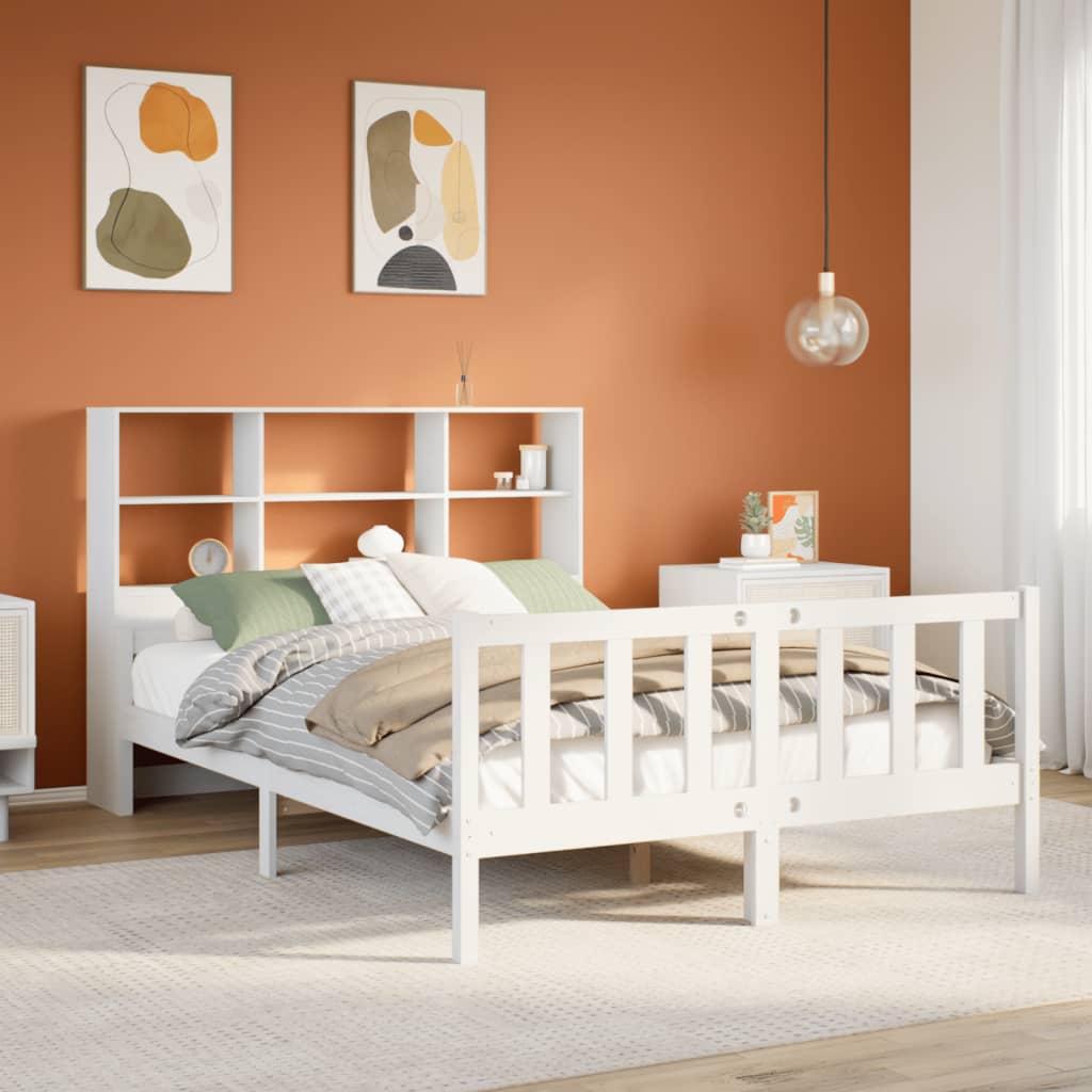 vidaXL Bookcase Bed without Mattress White 160x200 cm Solid Wood Pine