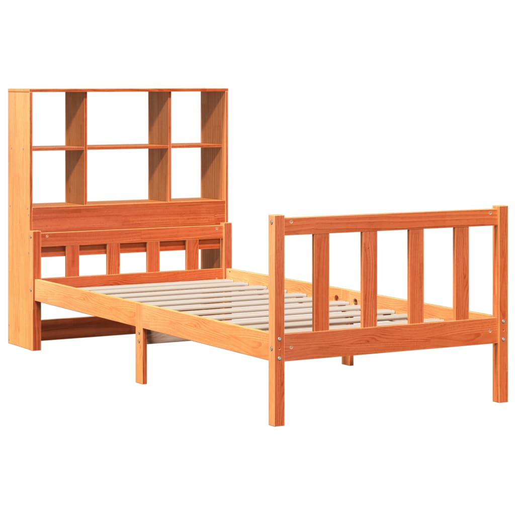 vidaXL Bookcase Bed without Mattress Wax Brown 75x190 cm Small Single Solid Wood