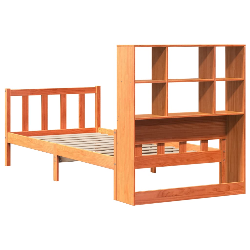 vidaXL Bookcase Bed without Mattress Wax Brown 75x190 cm Small Single Solid Wood